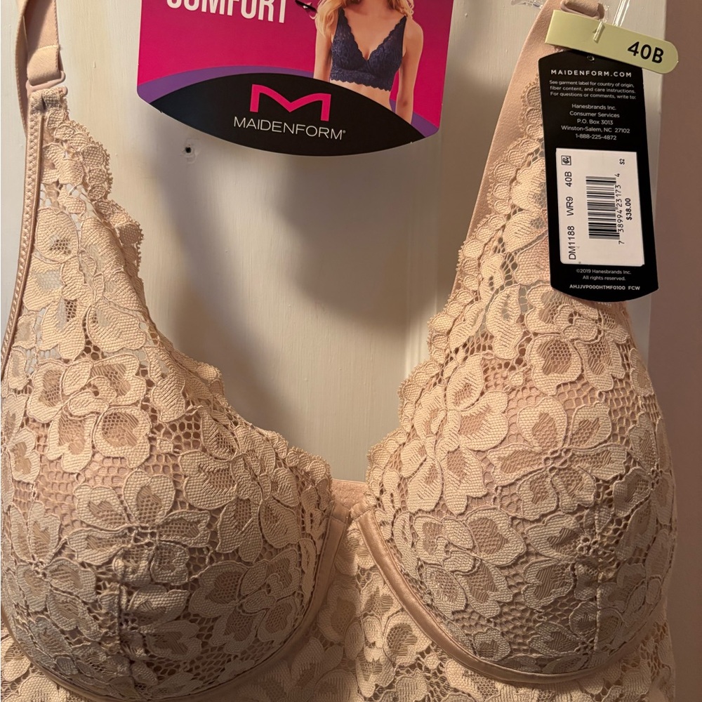 Maidenform Floral Lace Bra - Cream 40B